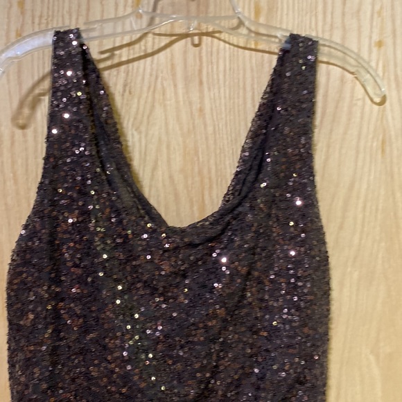 Ralph Lauren Evening- Beautiful brown sequined Maxi cocktail dress - Picture 6 of 7